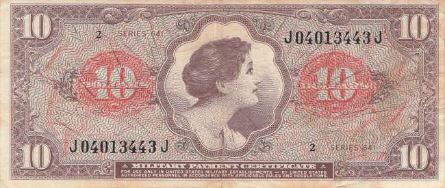 USA MPC Series 641 p.M63 10 Dollar 1965 VF